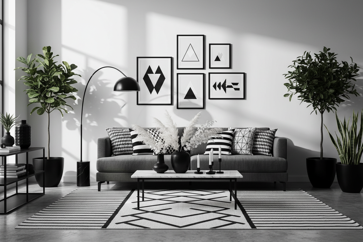 Modern home decor collection with stylish interior accessories