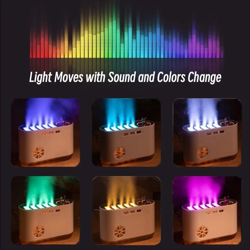 Sound reactive LED light with color-changing effect on a dark background