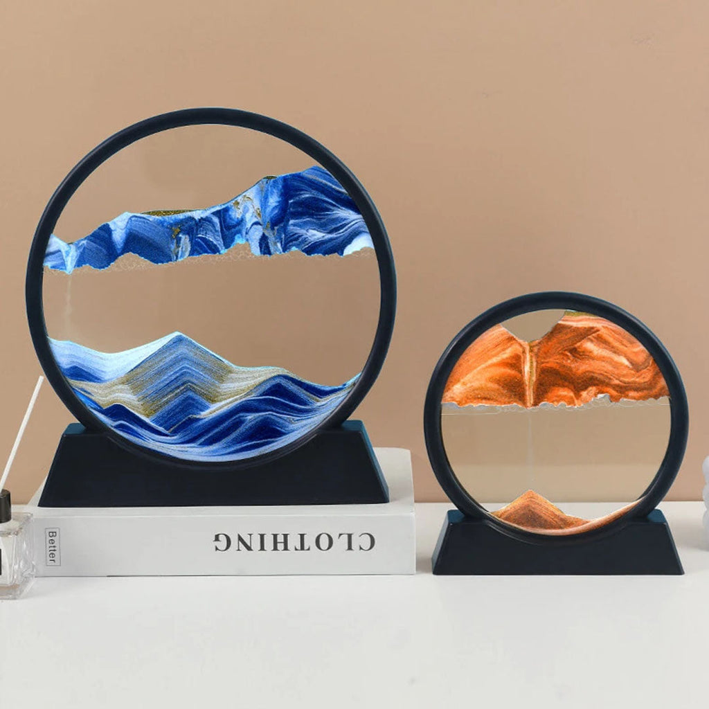 Modern gold geometric metal sculpture statue placed on a tabletop, styled as a luxury home decoR
