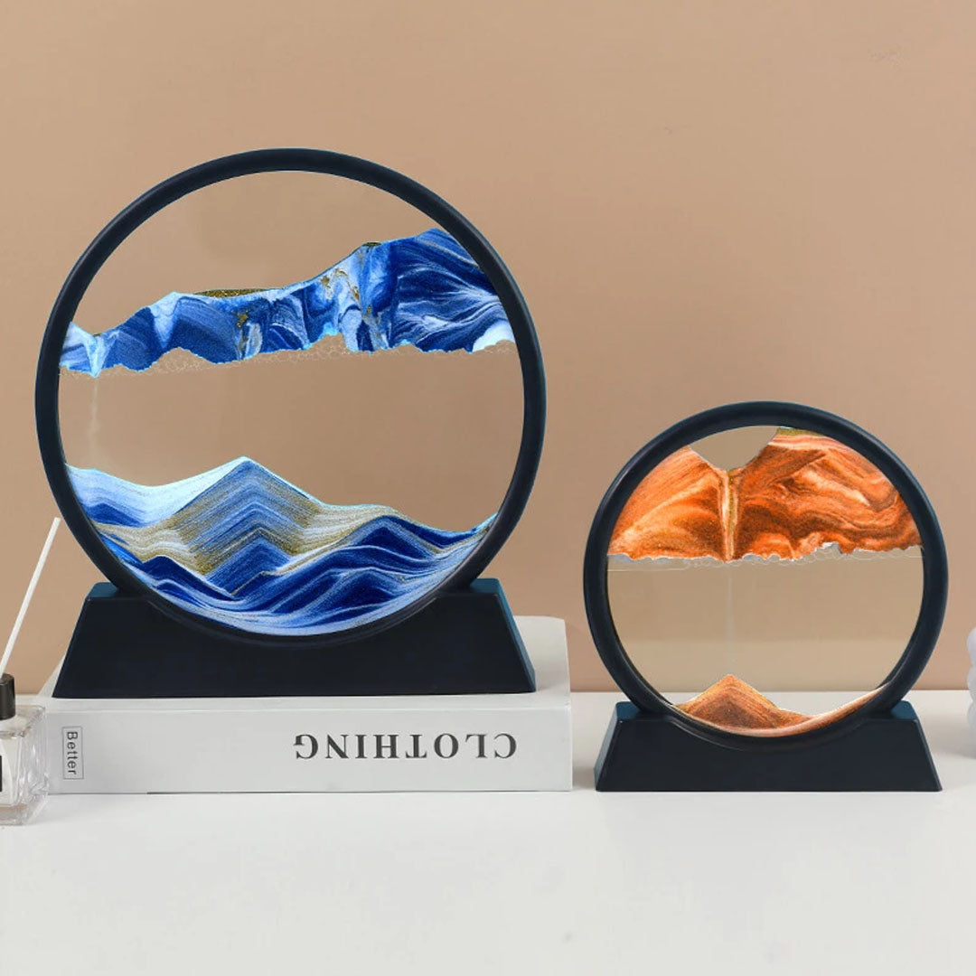 Modern gold geometric metal sculpture statue placed on a tabletop, styled as a luxury home decoR
