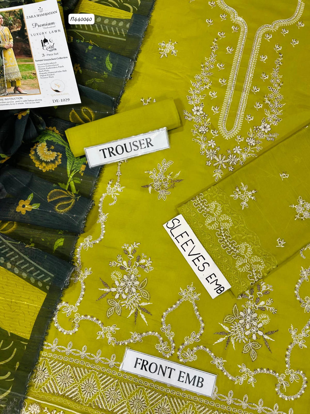 Mustard Embroidered Lawn Suit with Dupatta PK