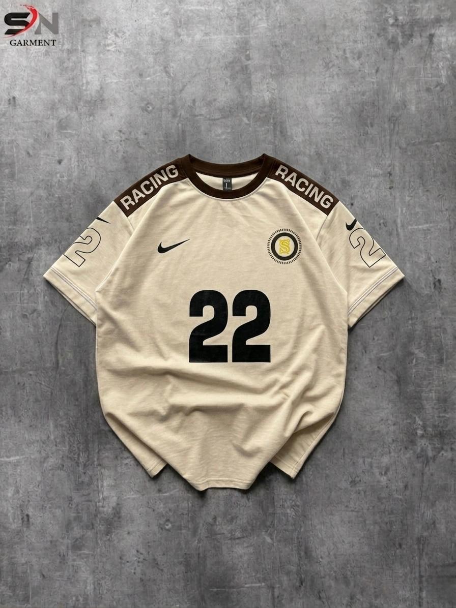 Beige sports jersey with number 22 on a gray background