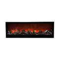 Rectangular electric fireplace insert with glowing logs on a white background